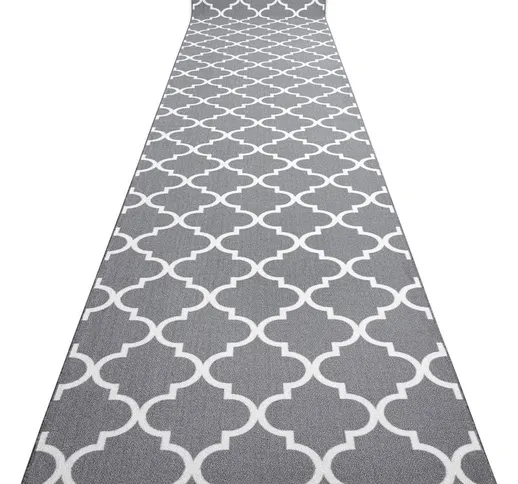 PASSATOIA GOMMATA MAROCCO TRIFOGLIO 90 cm grigio TRELLIS 30352 Toni grigio e argento 90x11...