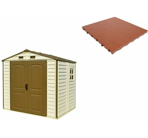 Pavimento per Casetta Box da Giardino 245x161x233 cm in Plastica Terracotta