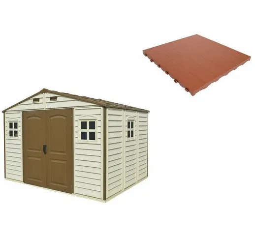 Pavimento per Casetta Box da Giardino 325x240x233 cm in Plastica Terracotta