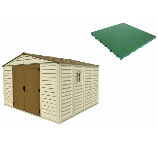 Pavimento per Casetta Box da Giardino 325x319x233 cm in Plastica Verde