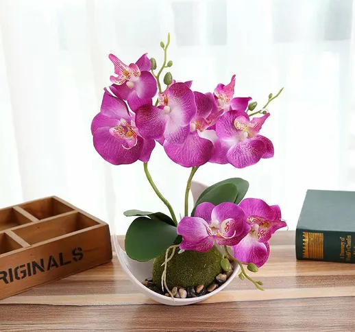 Phalaenopsis fiore artificiale bonsai decorazione pianta artificiale pentola di fiore arti...