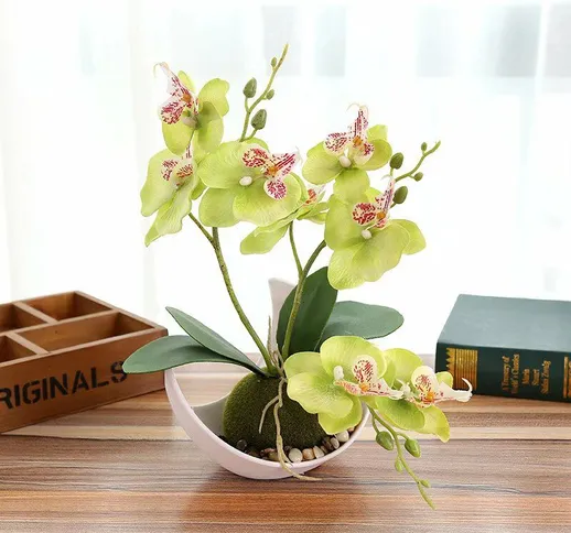 Phalaenopsis fiore artificiale bonsai decorazione pianta artificiale pentola di fiore arti...