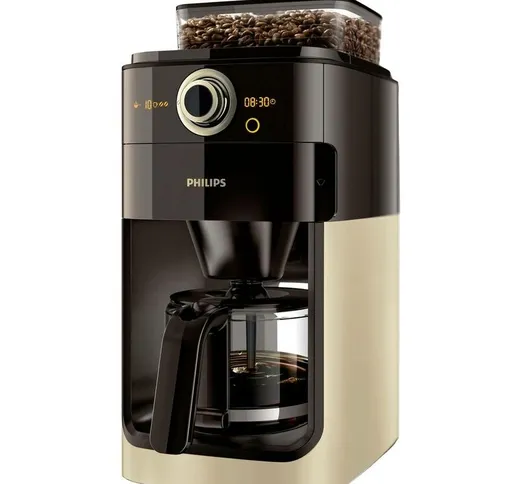 Grind & Brew HD7768/90 Macchina per il caffè Champagne Capacità tazze=12 Con macina caffè,...