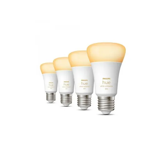  - Hue White Ambiance, lampadina led collegata E27, equivalente 60W, 800 lumen, 4 pacchett...