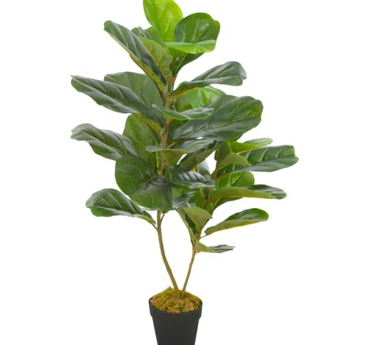 Pianta Artificiale di Ficus Lyrata con Vaso Verde Pianta Decorativa vari dimensioni dimens...