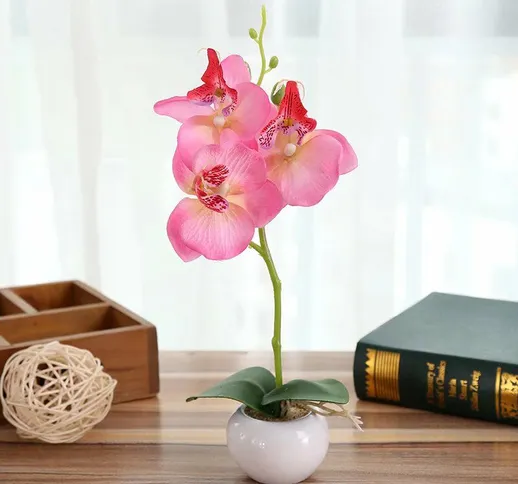 Pianta di simulazione Piccola pentola rotonda Phalaenopsis Bonsai simulazione fiore fiore...