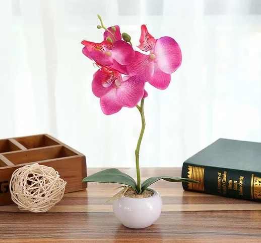 Pianta di simulazione Piccola pentola rotonda Phalaenopsis Bonsai simulazione fiore fiore...