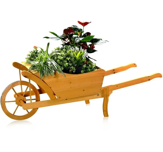 Mucola - piantare giardino carriola legno piantare attraverso il vaso di fiori carrello