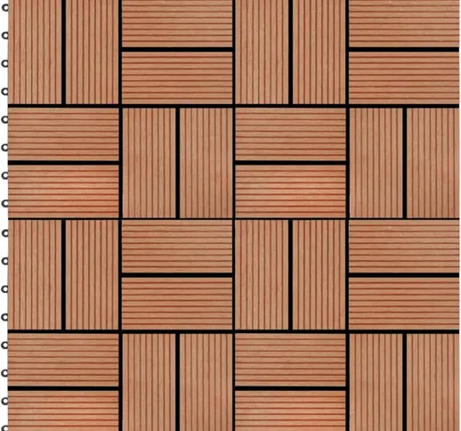 Piastrelle per Decking 22 pz 30x30cm 2mq in WPC Colore Teak - Marrone - Vidaxl