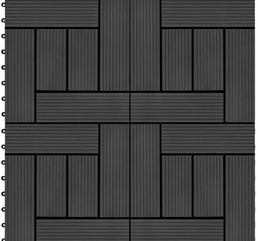 Piastrelle per Decking 22 pz 30x30cm 2mq in WPC Nero - Nero - Vidaxl