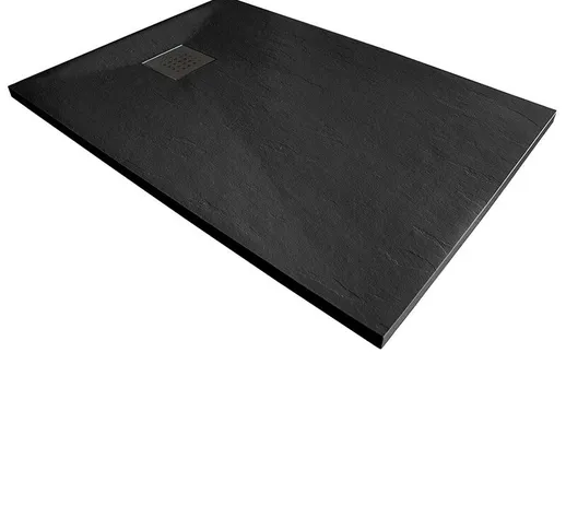 Piatto doccia 70x110 cm altezza 3 cm in resina ultrasottile senza bordo colore nero/black...