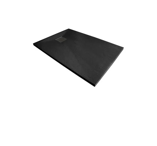 Piatto doccia 70x155 cm altezza 3 cm in resina ultrasottile senza bordo colore nero/black...