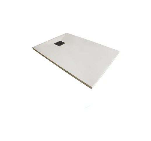 Piatto doccia 80x145 cm in resina ultrasottile senza bordo altezza 3 cm colore beige serie...