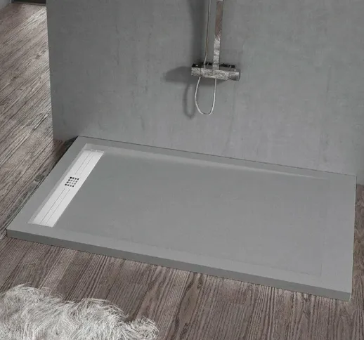 Piatto doccia ultrasottile 90 x 180 cm elite in resina finitura ardesia cemento