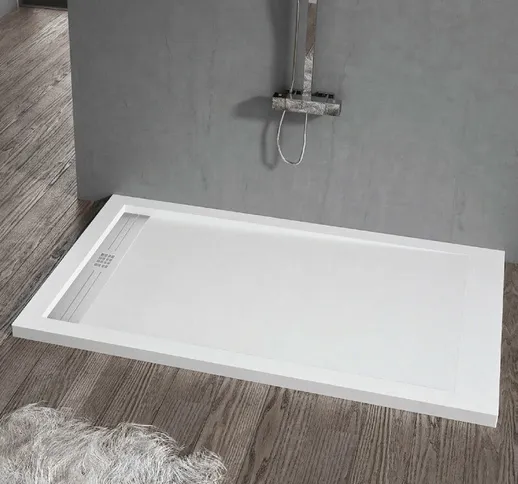 Piatto doccia ultrasottile 70 x 180 cm elite in resina finitura ardesia bianco