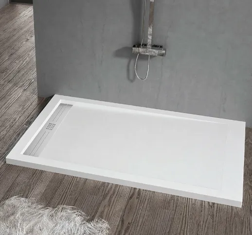 Piatto doccia ultrasottile 70 x 120 cm elite in resina finitura ardesia bianco