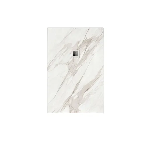 Piatto doccia in marmoresina effetto marmo bianco Rock Calacatta - Rettangolare 170 x 70
