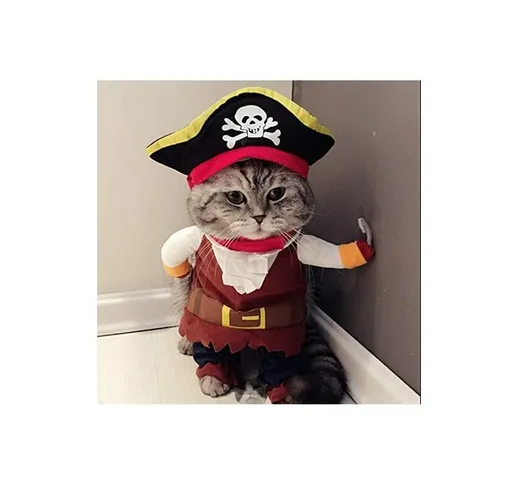 Tumalagia - Pirata dei Caraibi Costume da gatto divertente per cani Abbigliamento per anim...