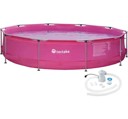 Tectake - Piscina rotonda con telaio in acciaio e pompa filtraggio - piscina gonfiabile, p...