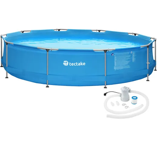 Tectake - Piscina rotonda con telaio in acciaio e pompa filtraggio ø 360 x 76 cm - piscina...