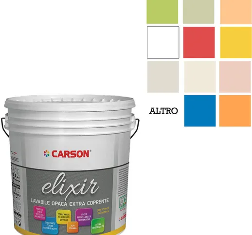 Pittura lavabile extra coprente Idropittura Murale Interni Esterni Carson Elixir Colore Al...