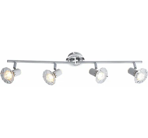 Plafoniera led cromo spot bar mobile soggiorno cristallo faretto Globo 57303-4