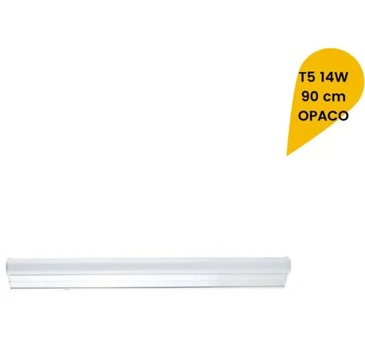 Sesamall - Plafoniera LED neon T5 sottopensile reglette vetro opaco 14W 90cm | Bianco Cald...