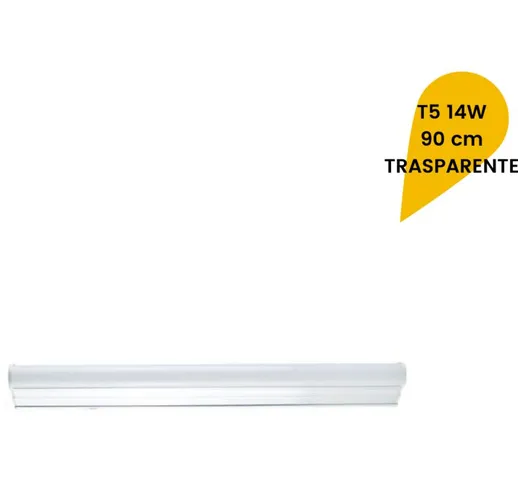 Sesamall - Plafoniera LED neon T5 sottopensile reglette vetro trasparente 14W / 18W 90cm |...