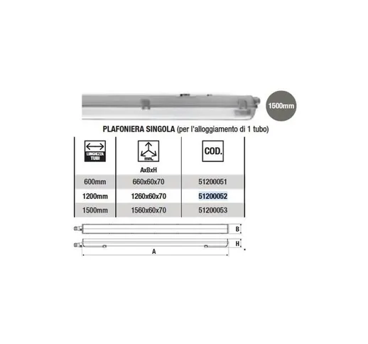 Wiva Group S.p.a. - PLAFONIERA PER TUBI LED 150 CM WIVA EASY BOX 1X28 IP65 C/TUBO