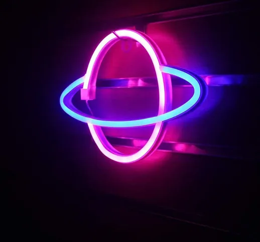 Bearsu - Planet Neon Light, LED Planet Neon Signs Decorazione da parete, Lampada Planet a...