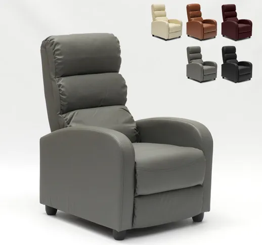 Poltrona Relax Reclinabile con Poggiapiedi in Ecopelle e Similpelle ALIce | Colore: Grigio