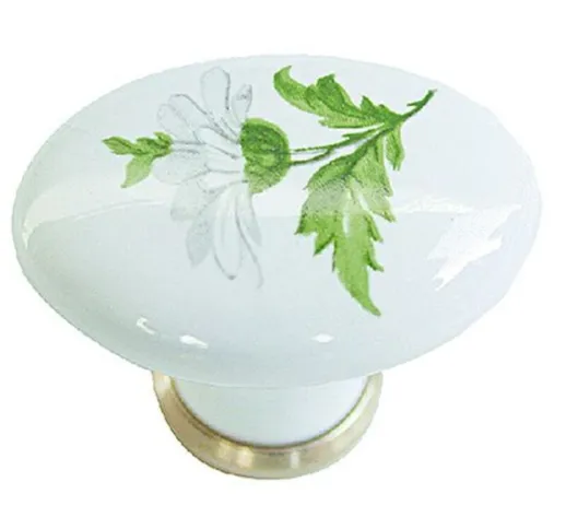 Pomolo da decoro in porcellana Bianco ovale D. 35x25 mm