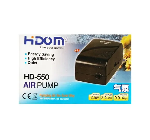 Pompa Aria Esterna Per Da Acquario 60 /500 Litri 2,5W Hd550 Acquario Areatore