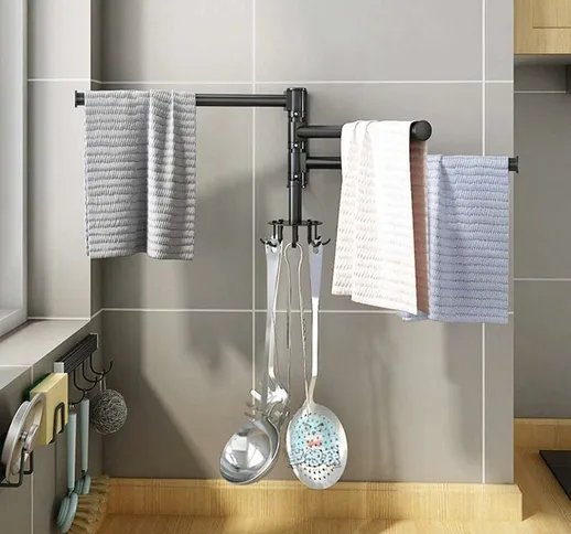 Porta asciugamani per bagno Porta asciugamani a parete girevole 180° per bagno Cucina WC,...