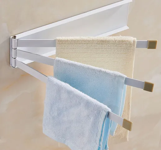Porta asciugamani pieghevole in metallo da parete girevole a 180° senza foratura per bagno...