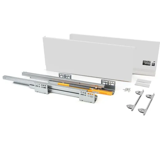 Emuca Cassetto esterno Concept 30 kg altezza 185 mm, 450, Verniciato bianco, Acciaio, 1 u....