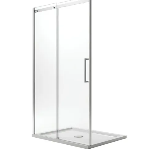 Porta doccia con easy-clean h 200 mod. Prime 150 cm vetro trasparente 8 mm versione sinist...