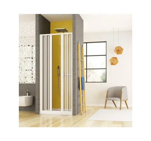 Porta doccia a soffietto, ingresso centrale pvc bianco h185cm Platra Takira Bianco,90 cm