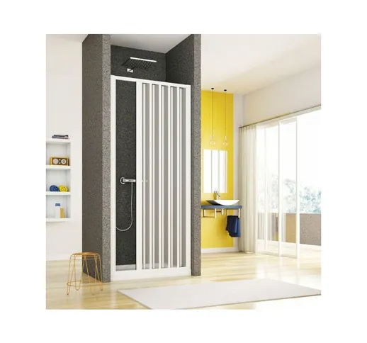 Porta doccia a soffietto, ingresso laterale pvc bianco h185cm Platra Takira Bianco,90 cm
