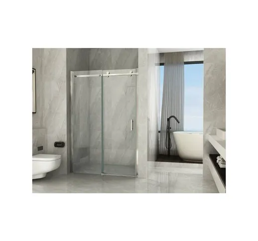 Porta doccia anta scorrevole in cristallo 8mm trasparente h.195 FLUIDA Trasparente 8mm,100...