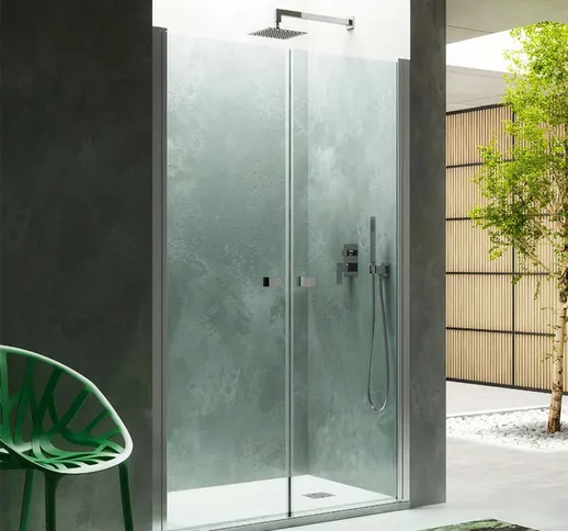 Porta doccia Minerva apertura saloon da 70 cm cristallo trasparente 6 mm temperato