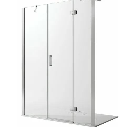 Porta doccia battente h 190 vetro trasparente con easy-clean mod. Flip Anta + Fisso 150 cm