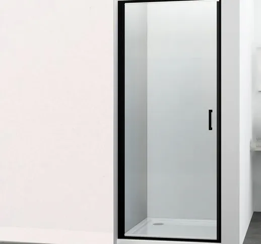 Porta doccia battente swing per box nicchia black profilo nero cristallo 6 mm misure 78-80...