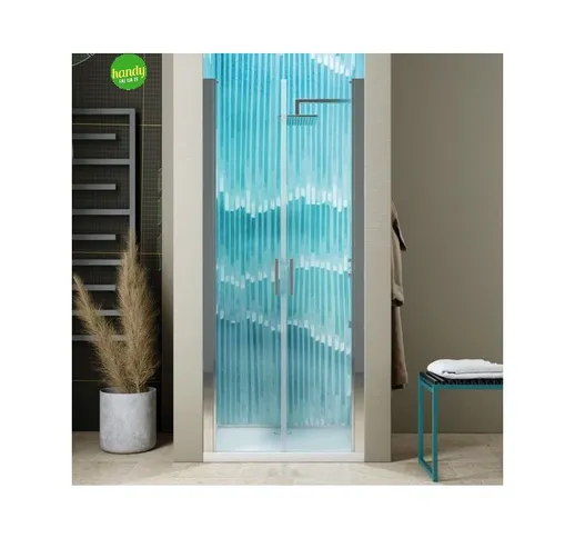 Ambra - porta doccia saloon einstein in cristallo trasparente da 6 mm est. 80/84 x 195 h c...