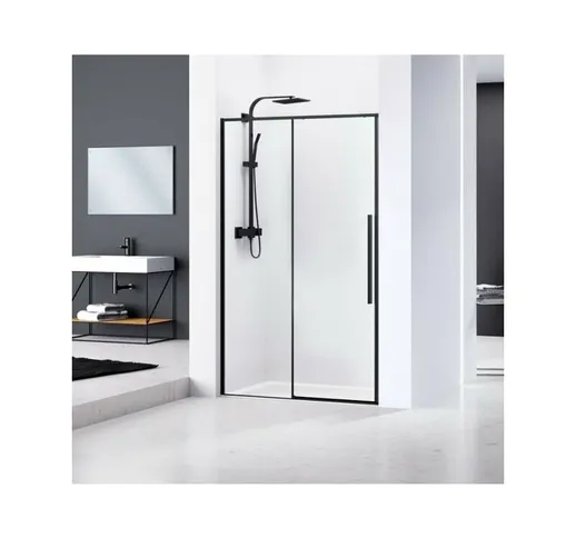 Porta doccia scorrevole in cristallo 6mm anticalcare, alluminio nero h.195cm Spalipe ROCIA...