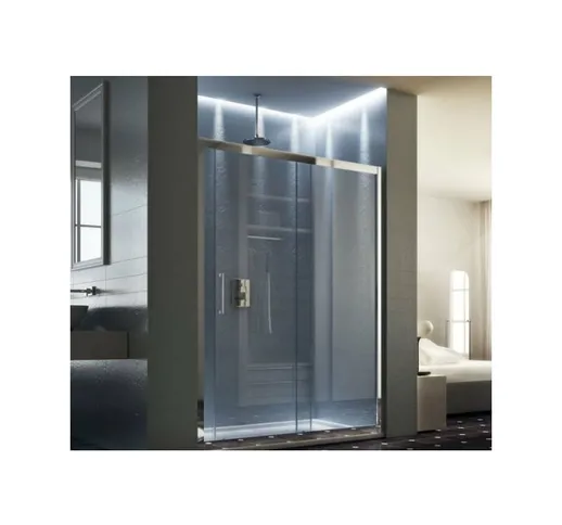 Porta doccia scorrevole in cristallo 6mm trasparente h.190cm Mafaya Trasparente 6mm,Cromo...