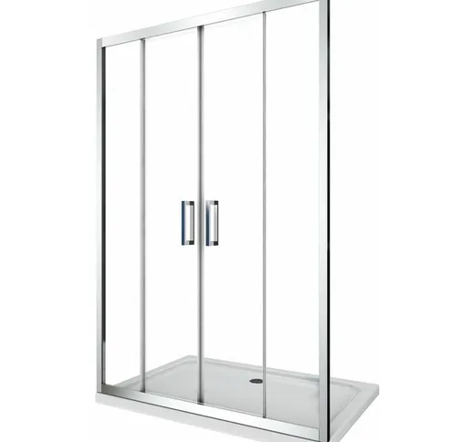 Porta doccia vetro 6 mm con apertura centrale a 4 ante per installazione in nicchia Altezz...