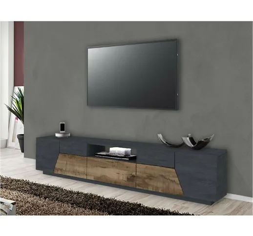 Stilprojectstore - Porta tv mobile moderno grigio/acero, 4 ante, 1 cassetto - Alien