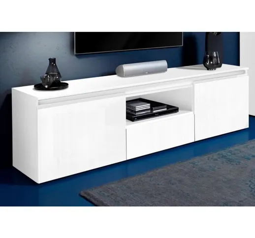 Zenzero Shop - Porta tv moderno L.180 cm, colore Bianco Lucido in offerta
