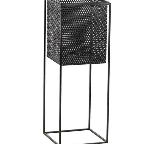 Porta Vaso Quadrato con piedistallo in metallo – 20x20 H56,5 Cm - NERO